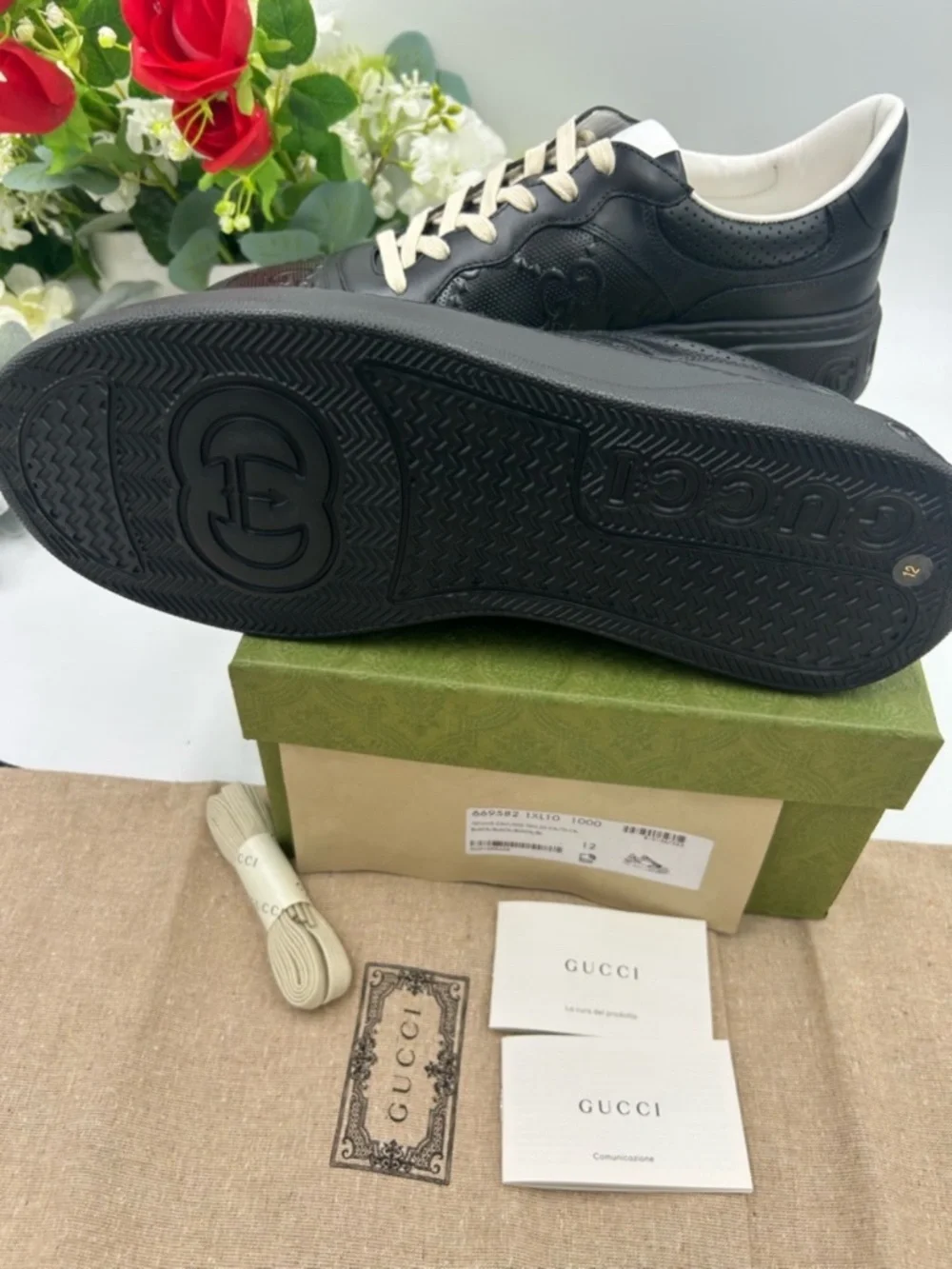 Men’s Gucci GG Embossed Leather Sneakers. Size 12. Made in Italy.